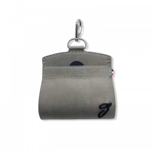 Patch coloris unis gris souris logo noir