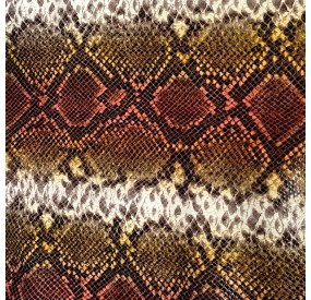 Cuir de chèvre imitation python rouge orangé beige