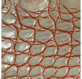 Cuir de croco gris beige rouge satiné