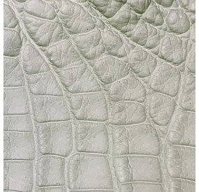 Cuir de croco blanc reflet vert d'eau mate