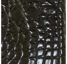 Cuir de croco marron foncé satiné 
